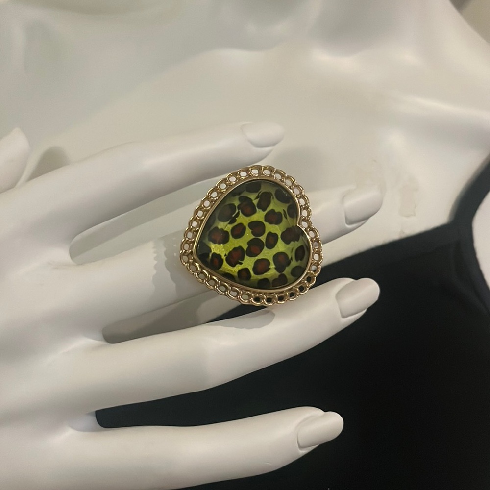 Betsey Johnson leopard heart ring